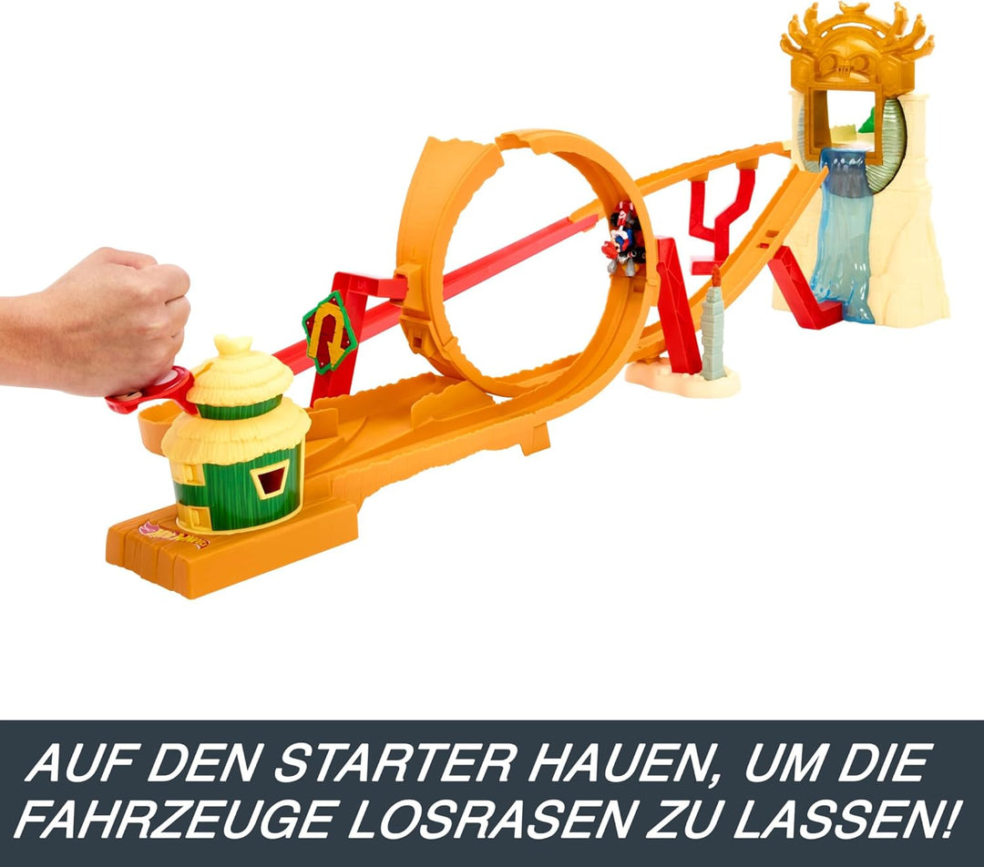 Hot Wheels Super Mario Bros. - Dschungel-Königreich Rennstrecke Spielset inklusive Mario Die-Cast-Sp