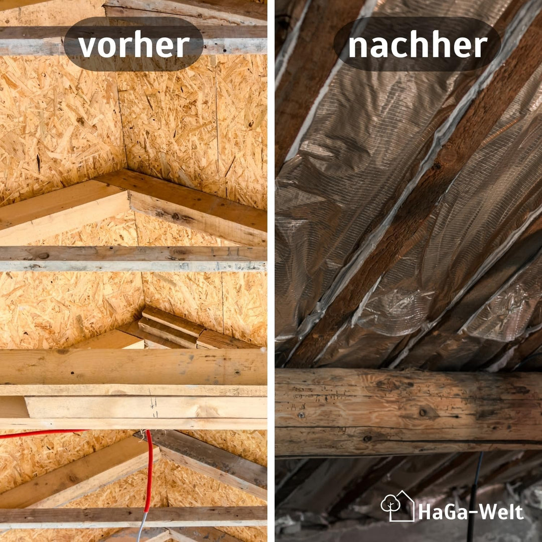 HaGa® Thermofolie Dachisolierfolie 1,2m x 12,5m - Dämmfolie 465g/m²- 15 Schichten Isolierfolie zur W
