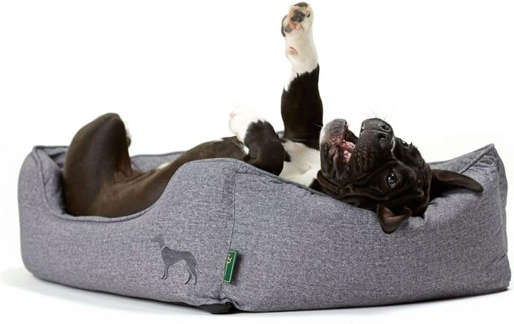 HUNTER Boston Hundesofa, Hundebett, Wendekissen mit Plüschbesatz,pflegeleicht, 100 x 70 cm, grau gra