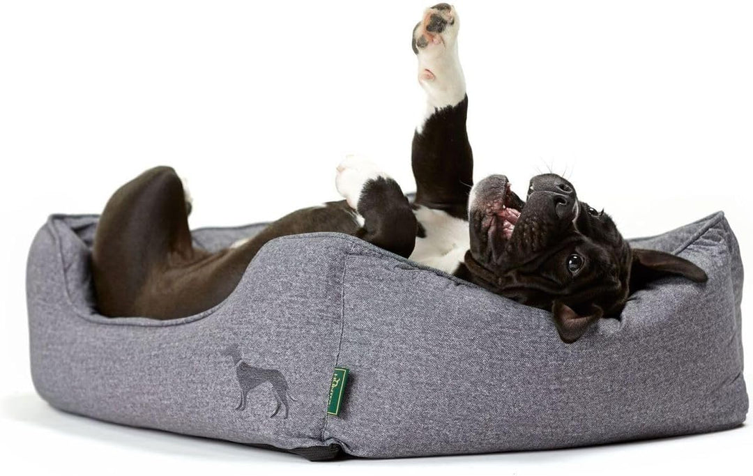HUNTER Boston Hundesofa, Hundebett, Wendekissen mit Plüschbesatz,pflegeleicht, 100 x 70 cm, grau gra