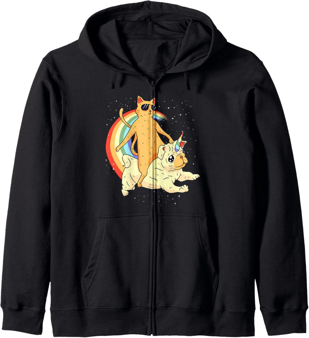 Funny Cat Riding Unicorn Dog Rainbow Gift Kapuzenjacke