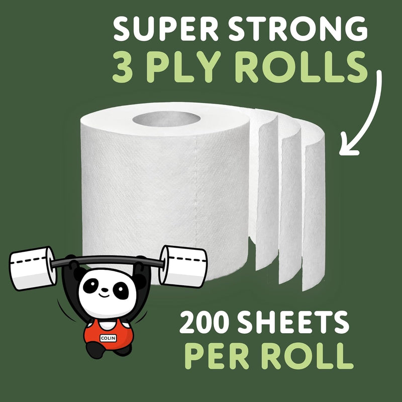 The Cheeky Panda Toilettenpapier aus Bambus - 48 Rollen mit je 200 Blatt - 3-Lagig - Hypoallergen -
