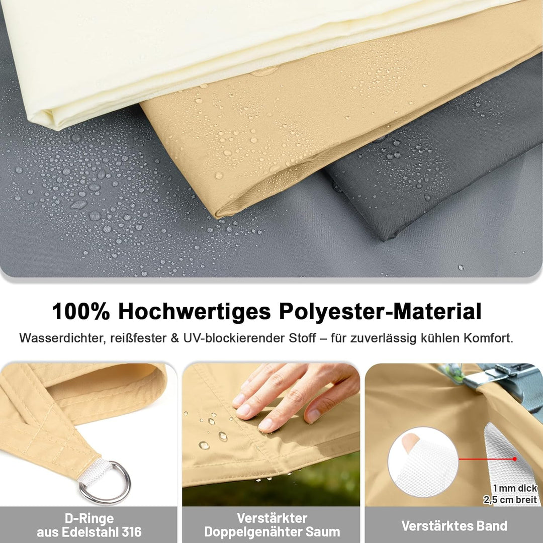 LOVE STORY Sonnensegel Wasserdicht 2x4m Rechteckig Segeltuch Sonnenschutz Windschutz PES mit 95% UV-