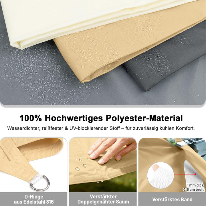 LOVE STORY Sonnensegel Wasserdicht 2x4m Rechteckig Segeltuch Sonnenschutz Windschutz PES mit 95% UV-