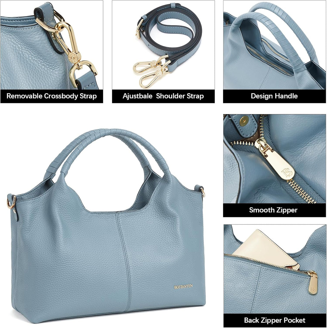 BOSTANTEN Damen Weiches Leder Handtaschen Gross Schultertasche Designer Frauen ledertaschen 2411-bla