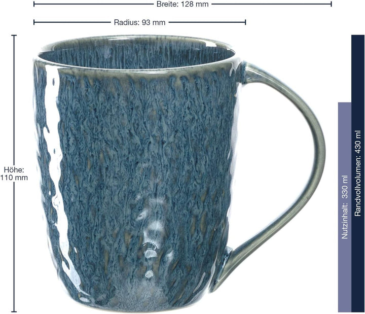 LEONARDO HOME 018548 MATERA 6er Set Becher, Keramik, blau, Blau