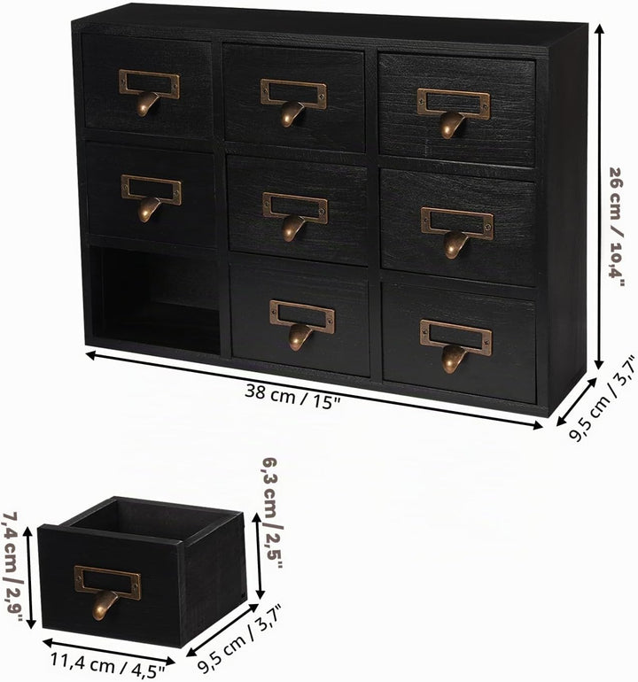Schubladen Apotheker Schrank Apotheker-Holz-Vintage Schubladenbox mit 9 Schubladen für Schlafzimmer