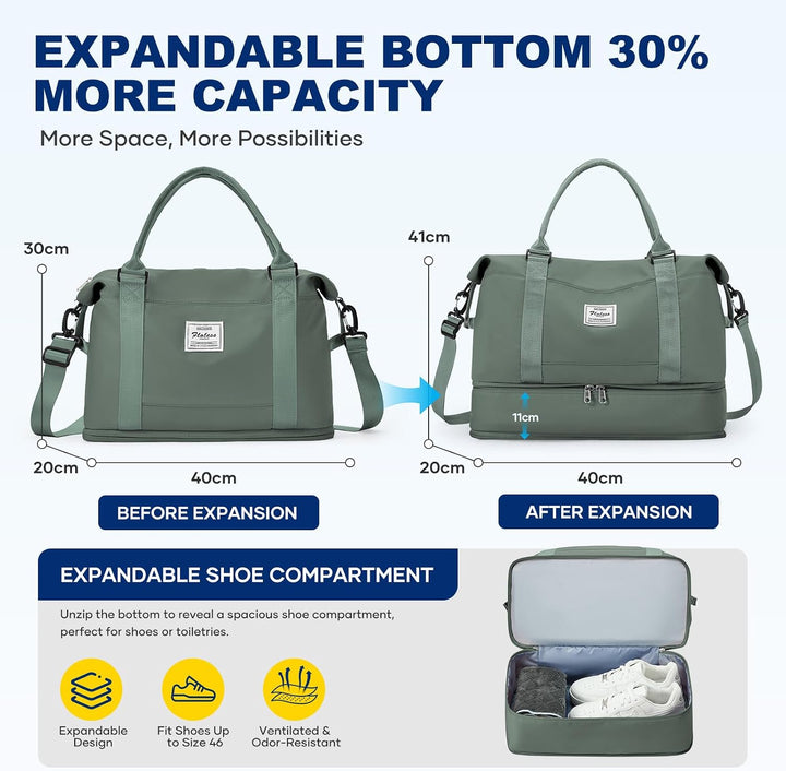 Reisetasche Damen 40x30x20 Ryanair Handgepäck Tasche Sporttasche Weekender Bag Schwimmtasche Wasserd