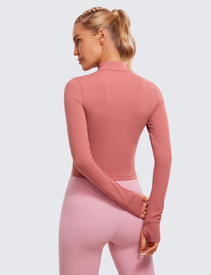 CRZ YOGA Damen Butterluxe Voller Reissverschluss Cropped Jacke Sport Pullover Slim Fit Gym Running J