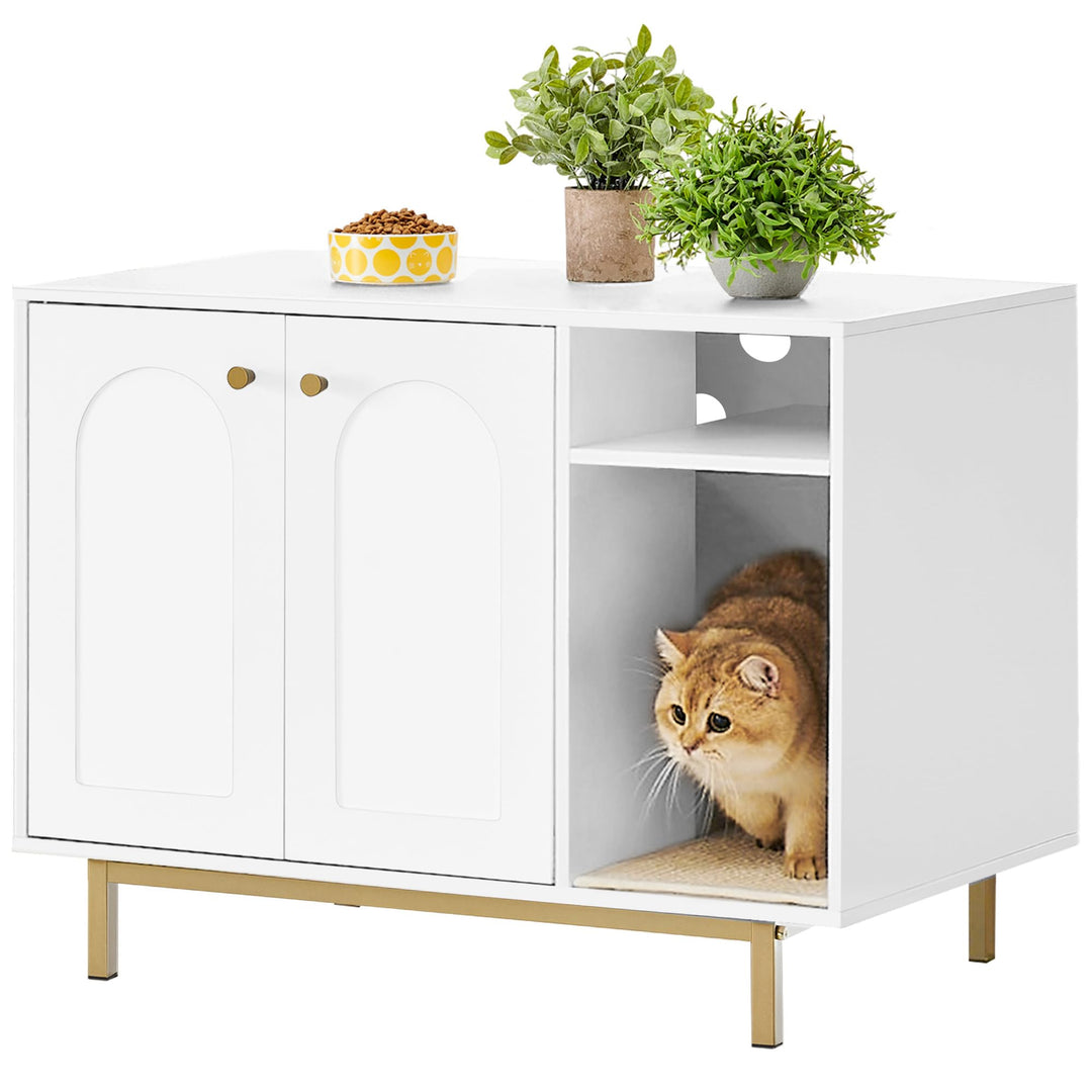 Hzuaneri Katzenschrank, Katzentoilette, Katzenklo Schrank, Katzenhaus mit Tür und separater Trennwan