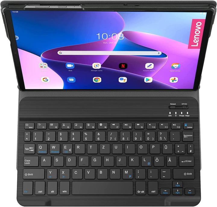 Wineecy Tastatur Hülle mit Schutzfolie für Lenovo Tab M10 Plus 3rd Gen 10.6 Zoll 2022 TB-125/TB-128,