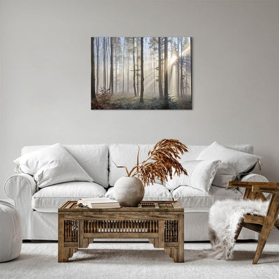 Bilder auf Leinwand Wald Baum Natur Leinwandbild mit Rahmen 70x50cm Wandbilder Dekoration Wohnzimmer