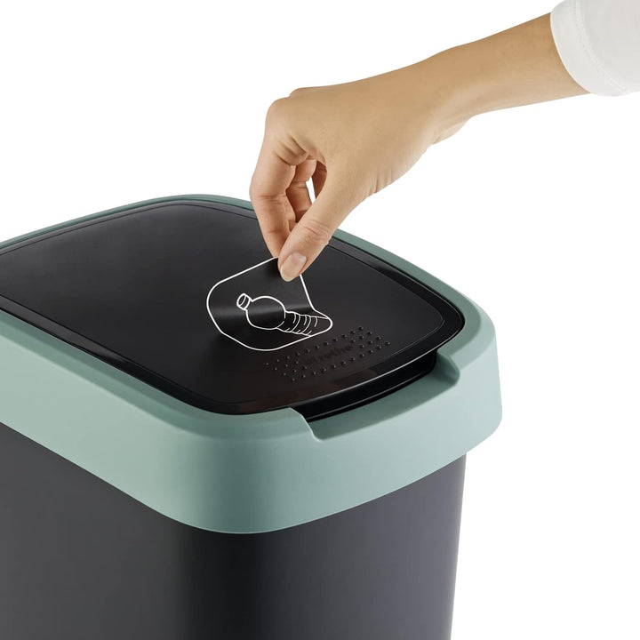 Rotho Twist Mülleimer 50l mit Deckel, Kunststoff, schwarz/grün, Schwarz/Grün