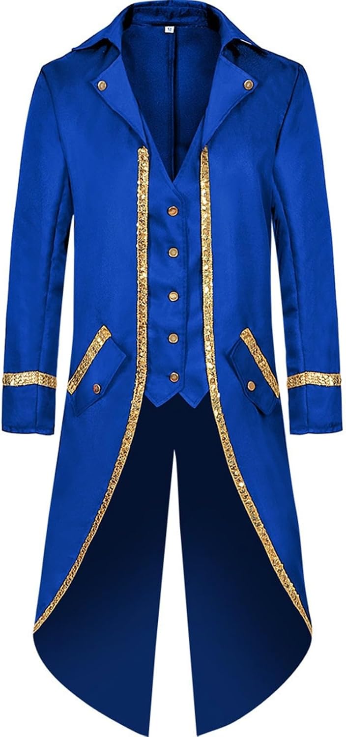 Viktorianische Steampunk Jacke für Herren Vintage Gothic Piraten Slim Fit Frack Wikinger Renaissance