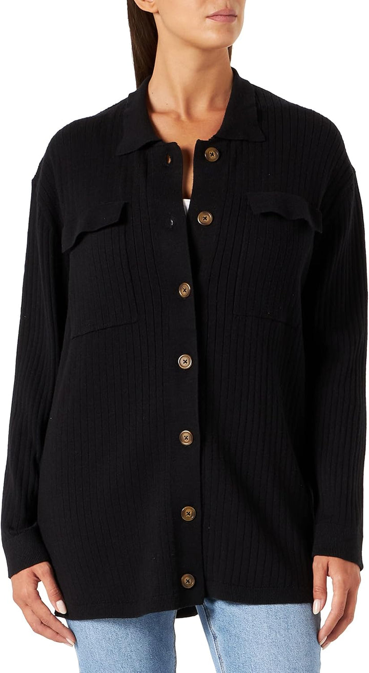 Object Damen Objnoelle Meza Knit Shirt Noos Strickjacke, Schwarz, S EU