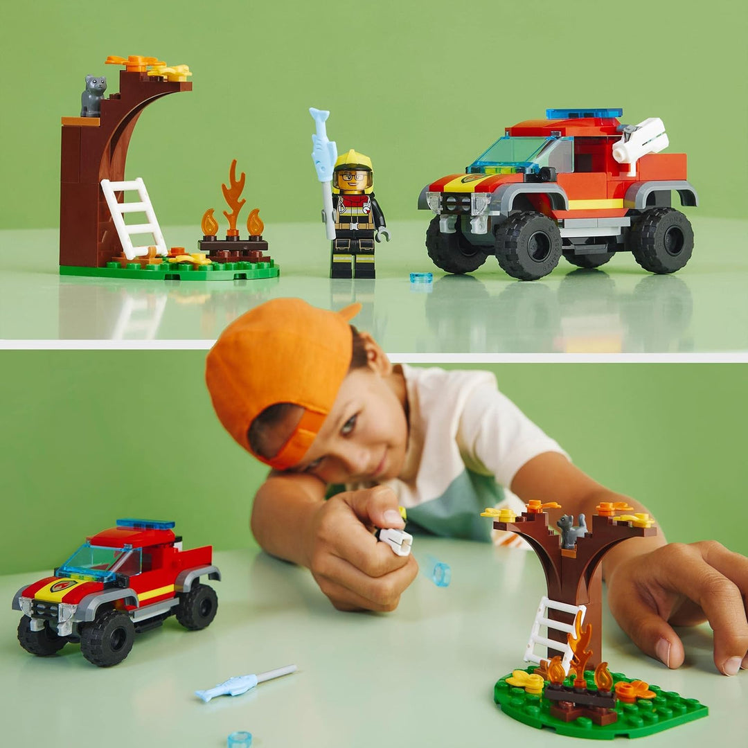 LEGO 60393 City Feuerwehr-Pickup Set, Feuerwehr-Spielzeugauto Mit Feuerwehr-Einsatzkraft Für Kinder