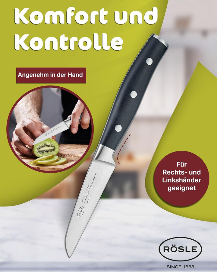 RÖSLE Gemüsemesser Tradition 9cm - Hochwertiges und scharfes Küchenmesser zum Schneiden von Obst und