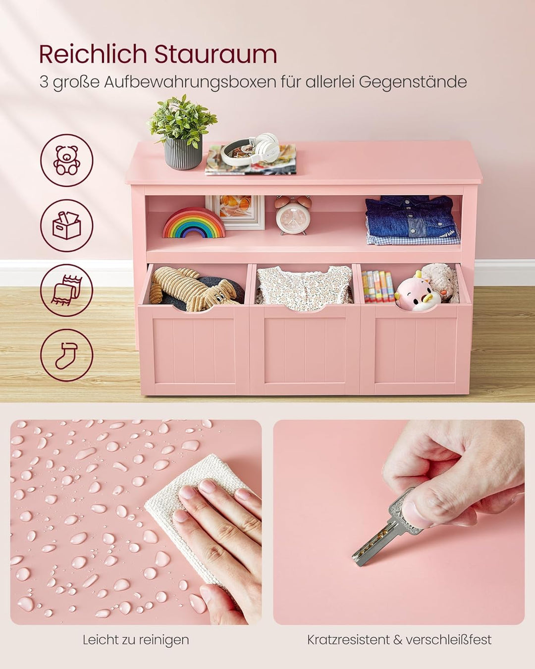 VASAGLE Kinderregal, Spielzeugaufbewahrung für Kinder, Aufbewahrungsschrank, Spielzeugschrank, Aufbe