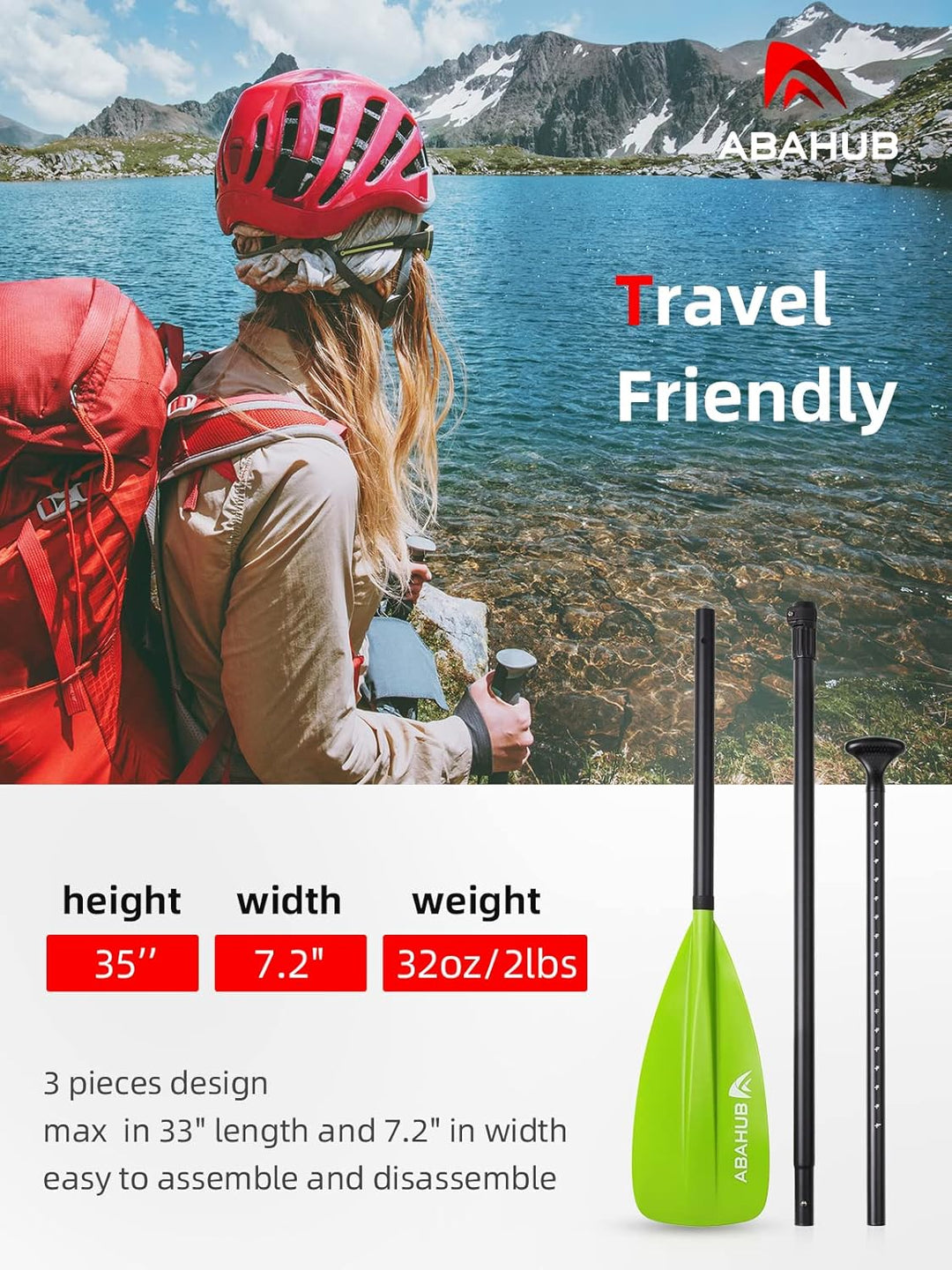 Abahub SUP Paddel / 2 in 1 Sup Kajak Paddel Aluminium Einstellbares Stand Up Paddle für Paddleboard,