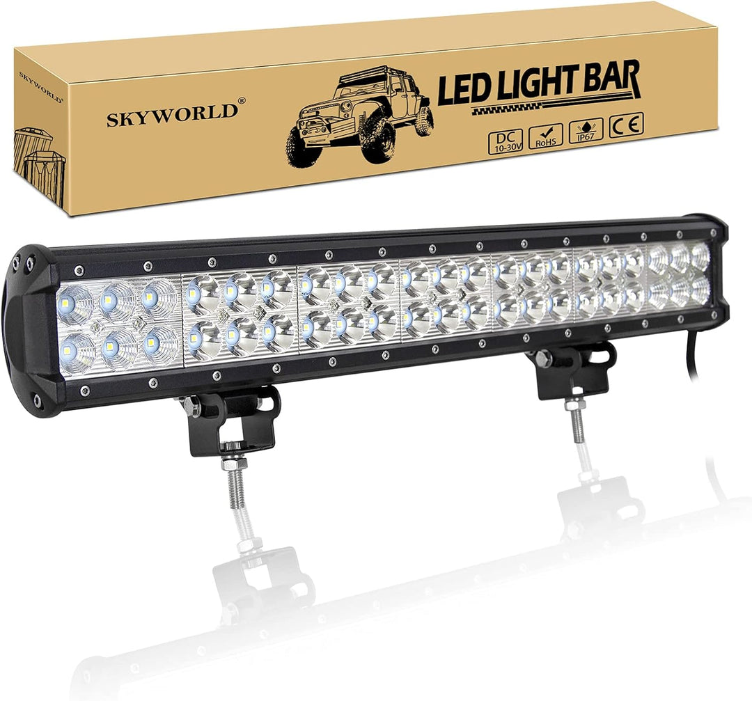 SKYWORLD led zusatzscheinwerfer bar, Zweireihiges wasserdicht 20 Zoll 50cm 126W Scheinwerfer Flutlic