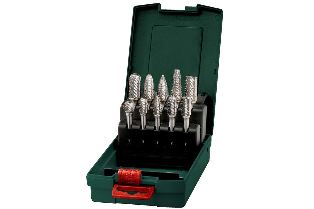 Metabo Hartmetall-Fräser-Set (10tlg., Kreuzverzahnung, allgemeine Anwendungen, verbesserte Schnittfr