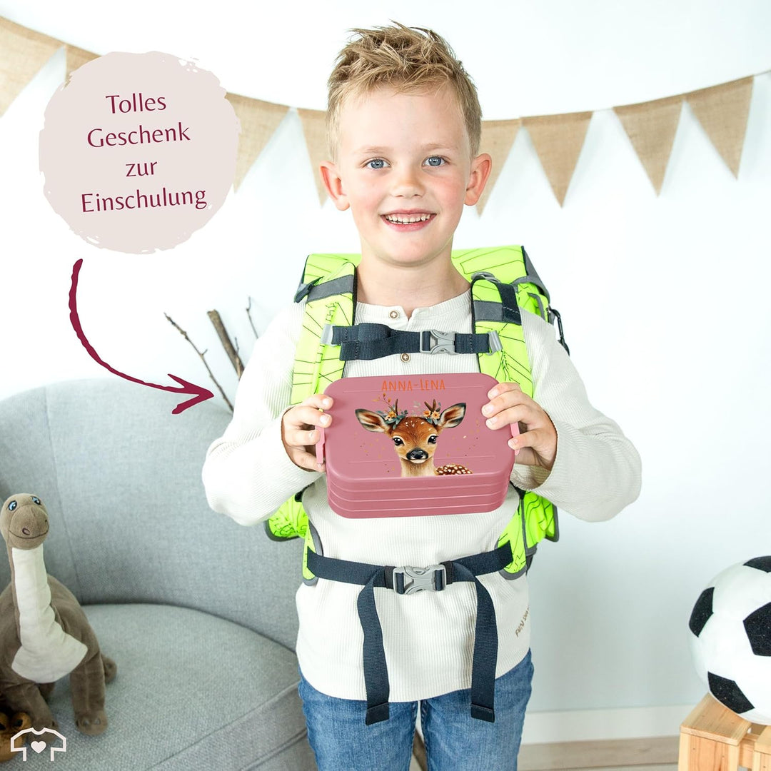 Bento Box Midi Lunchbox für Mepal Bentobox - Brotzeitbox Reh süss personalisiert I Rehkitz Brotdose