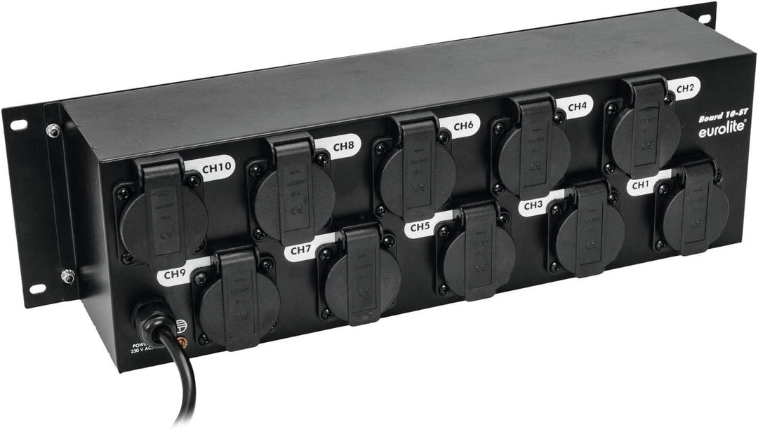 Eurolite Board 10-ST 10x Schutzkontakt | Panel, 10 Schalter (10 x Flash), getrenntes Schalten (10 Sc