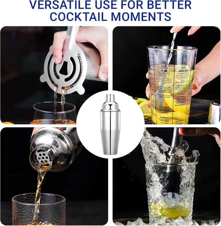 Cocktail Set - Edelstahl Cocktail Shaker - Coktailmixset 750 ML - Cocktail zubehör mit Shaker, doppe