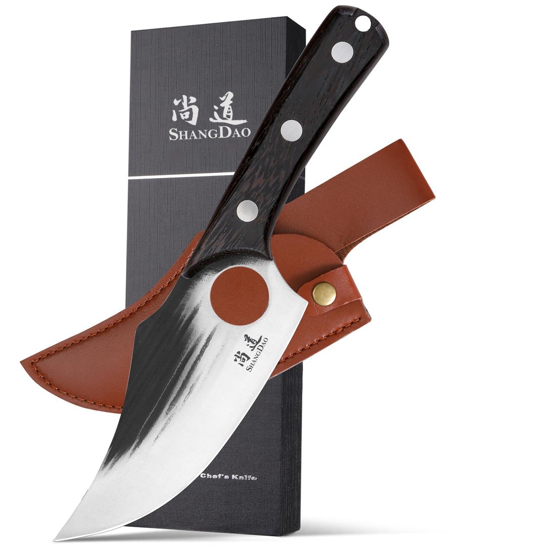 SHANGDAO Boningmesser, 15.3cm Wikingermesser für Fleischschnitt, mit hohem Kohlenstoffstahlhacker, g