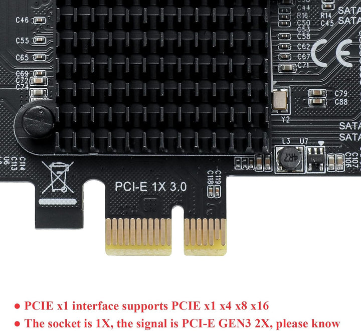 MZHOU PCIe SATA Karte 10 Port, PCI-E zu SATA Erweiterungskarte,6Gbps Controllerkarte Unterstützung v