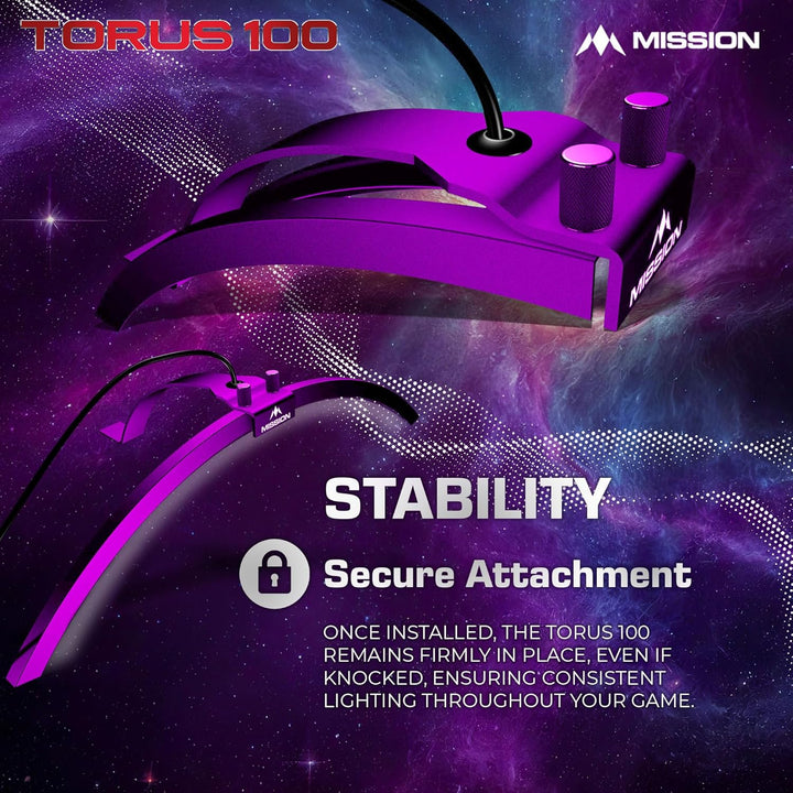 Mission Darts TOR100 Torus 100 | Dartscheibe LED klappbar tragbar Dartscheibe Reise Beleuchtungssyst