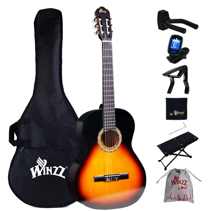 Winzz Konzertgitarre 4/4 Anfänger Set - 39 Zoll Klassische Gitarre Kit mit Nylonsaiten für Erwachsen