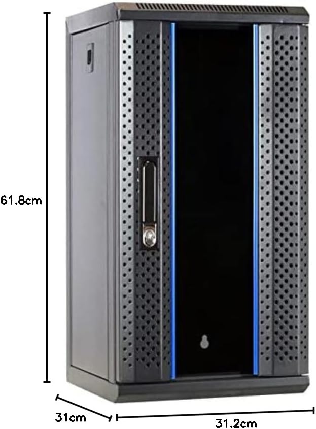 DSIT 12 HE - 10 Zoll Serverschrank - mit Glastür (BxTxH) 312x310x618mm - Schwarz - Abschliessbar - f