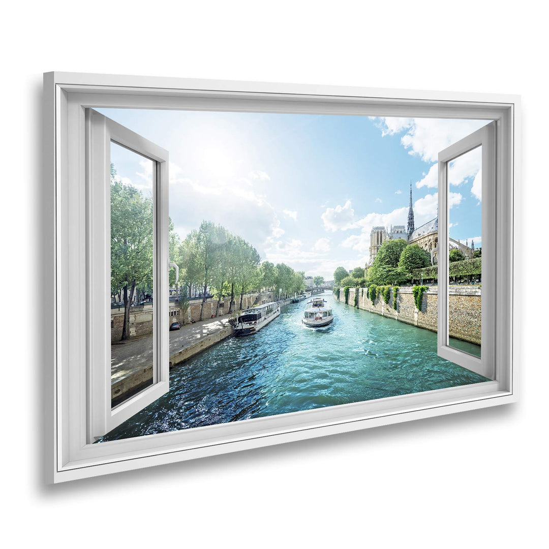 islandburner Bild auf Leinwand Fensterblick Seine und Notre Dame De Paris Paris Frankreich Sagenhaft