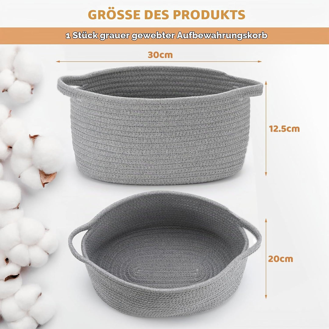 Niedlicher Grauer Geflochtener Geschenkkorb Mit Griff, Kleiner Aufbewahrungskorb, Dekorative Organiz