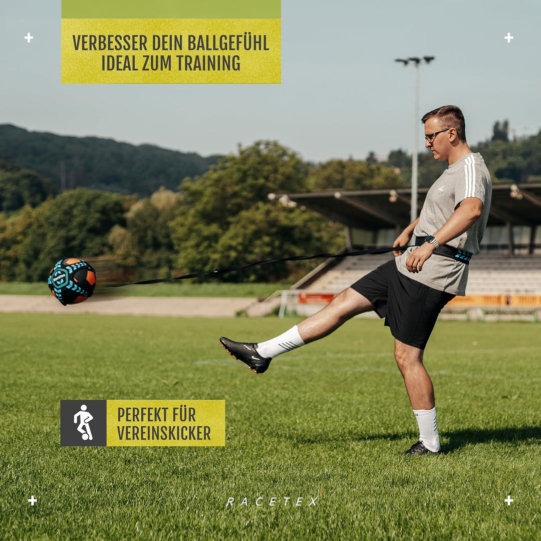Racetex Fussballtrainer mit Schnur [EINSTELLBARE LÄNGE] - Das perfekte Trainingsgerät für Fussballer
