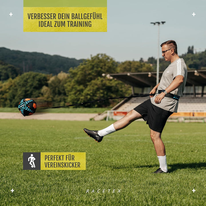 Racetex Fussballtrainer mit Schnur [EINSTELLBARE LÄNGE] - Das perfekte Trainingsgerät für Fussballer
