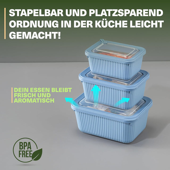 Frischhaltedosen im 9er Set mit transparentem Ventildeckel, Aufbewahrungsbehälter, Küche, stapelbar,