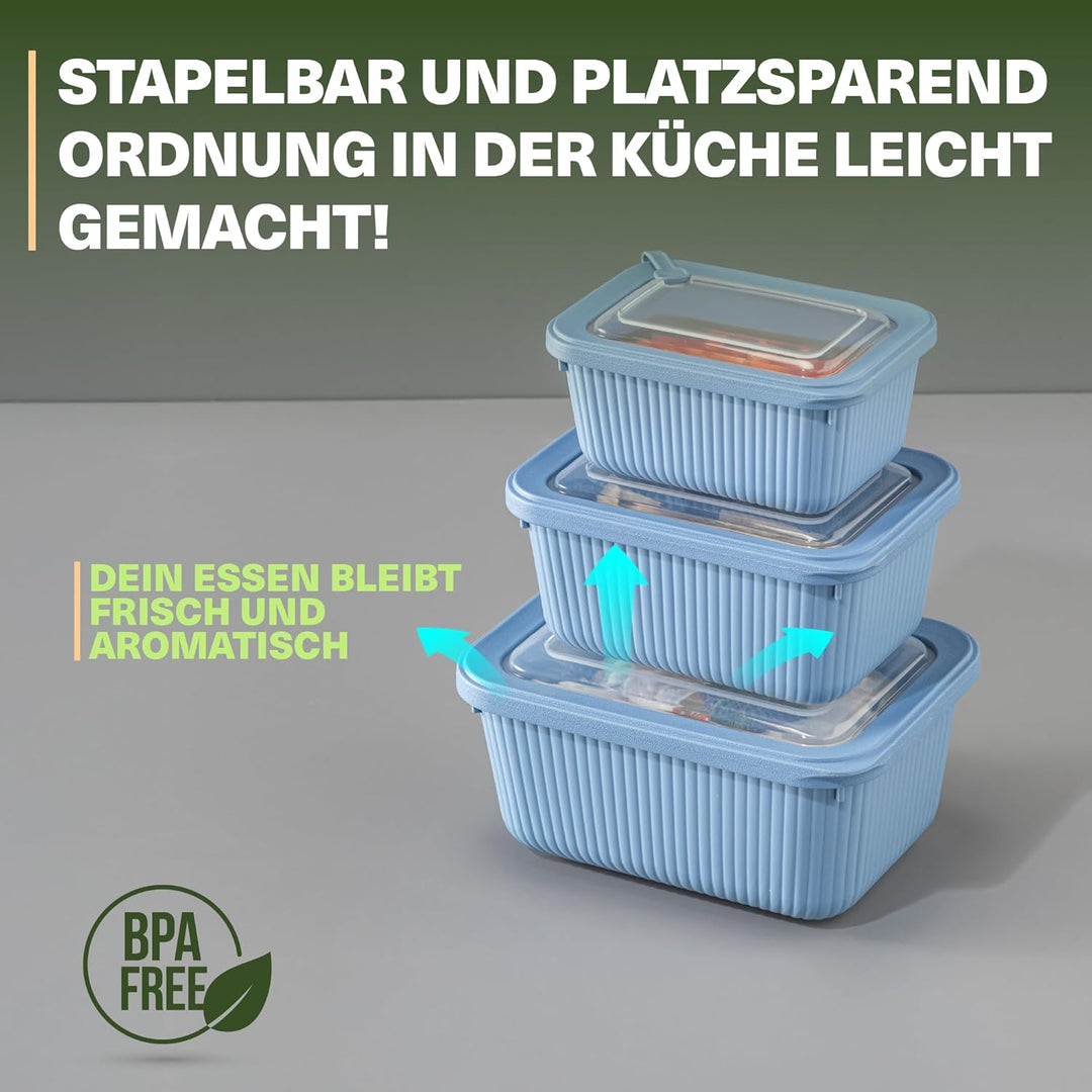Frischhaltedosen im 3er Set mit transparentem Ventildeckel, Aufbewahrungsbehälter, Küche, stapelbar,