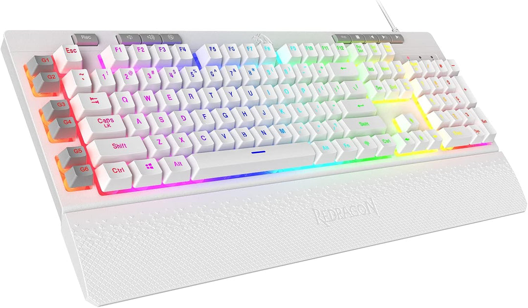 Redragon K512 Shiva US-Layout weisse Membran-Gaming-Tastatur, RGB-Beleuchtung, Programmierbare G-Tas