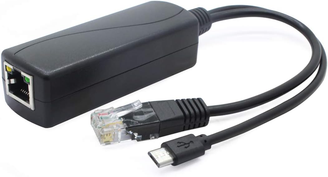 ANVISION 4er Pack 5V PoE Splitter, 48V auf 5V 2.4A Adapter mit Micro USB Stecker, IEEE 802.3af kompa