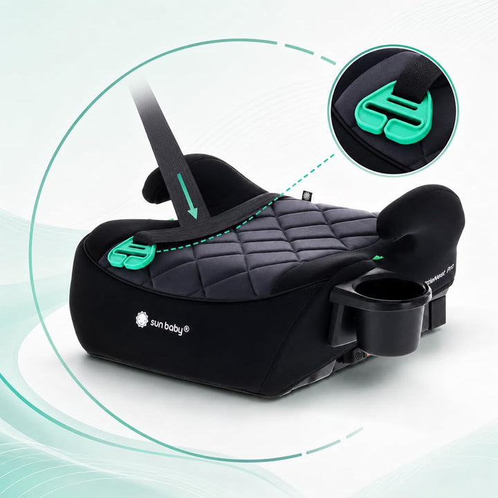 SUN BABY LITTLENEST PRO ISOFIX Booster Seat 125-150 cm i-Size R129 - Black | ISOFIX installation, cu