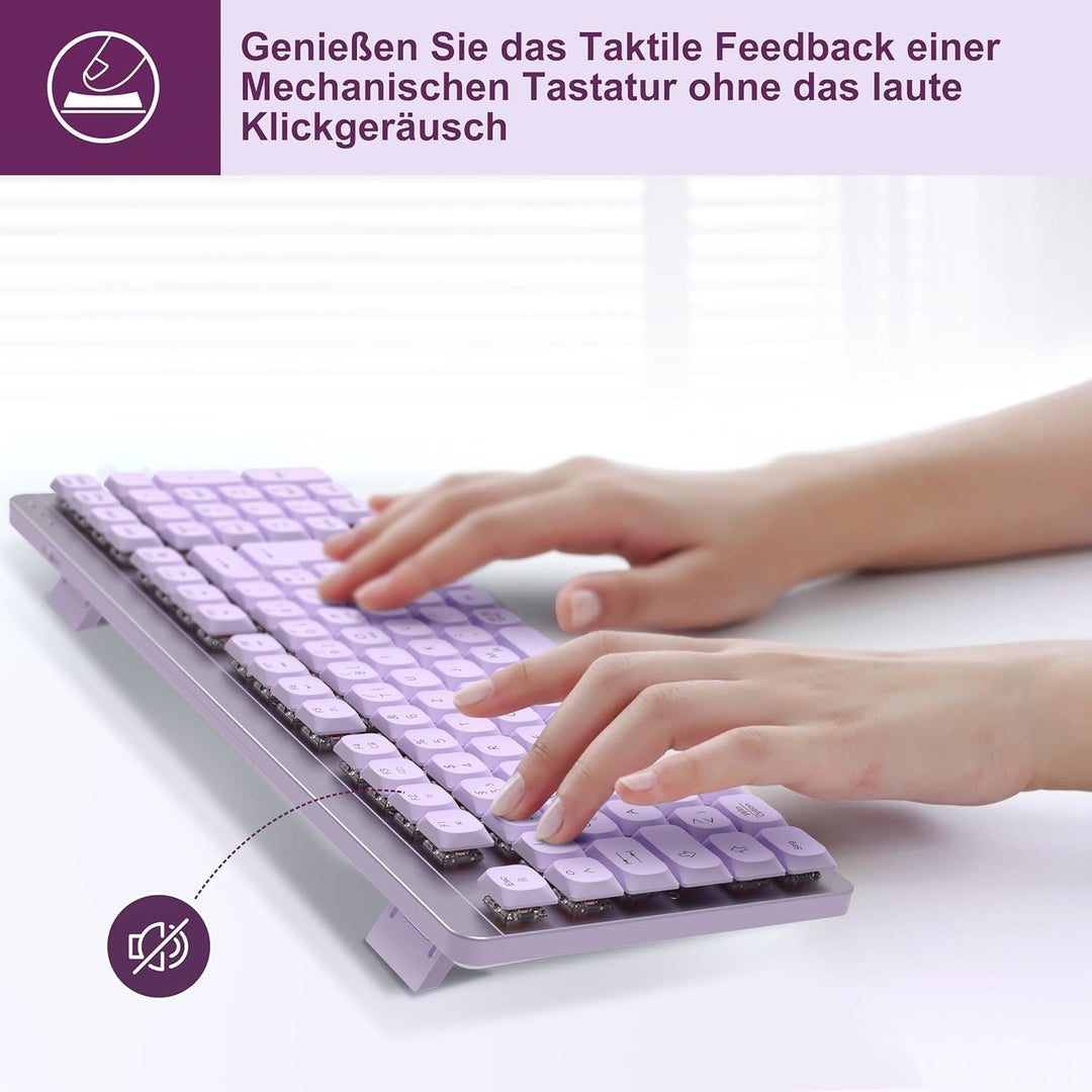 LeadsaiL FA98 Mechanische Tastatur und Maus Set Kabellos, QWERTZ Layout Funktastatur mit Maus, Low-P