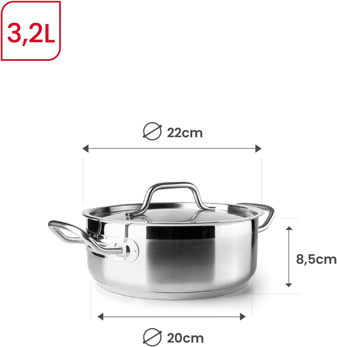 IBILI Kochtopf mit Deckel, Edelstahl, Ebbe, 22 cm, Edelstahl 18/10, induktionsgeeignet, 22 cm