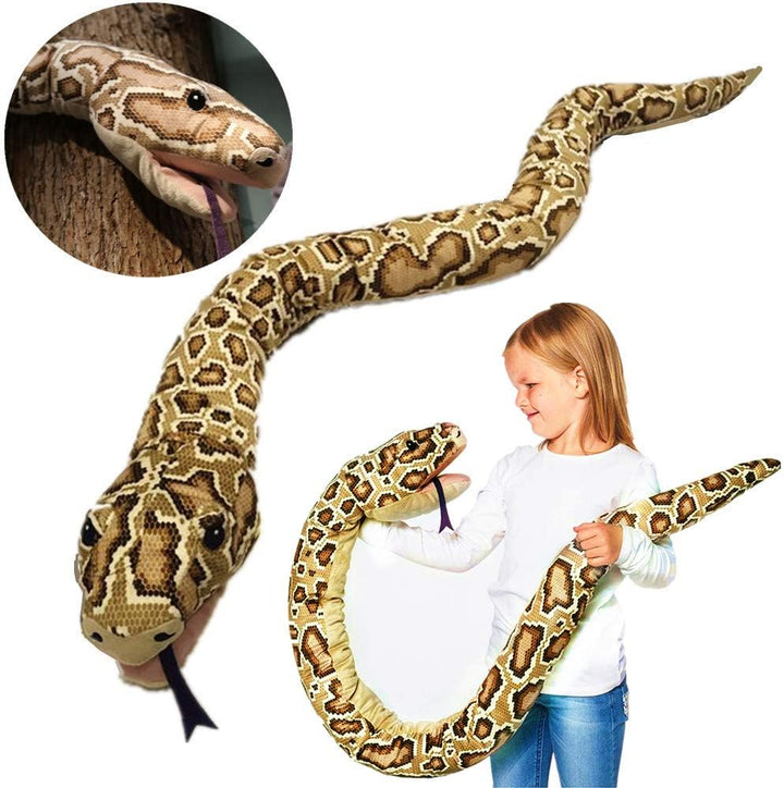 Tikwisdom 170CM High simulation Super long Brown python Soft Plush Toys, Large Stuffed Animals Hand