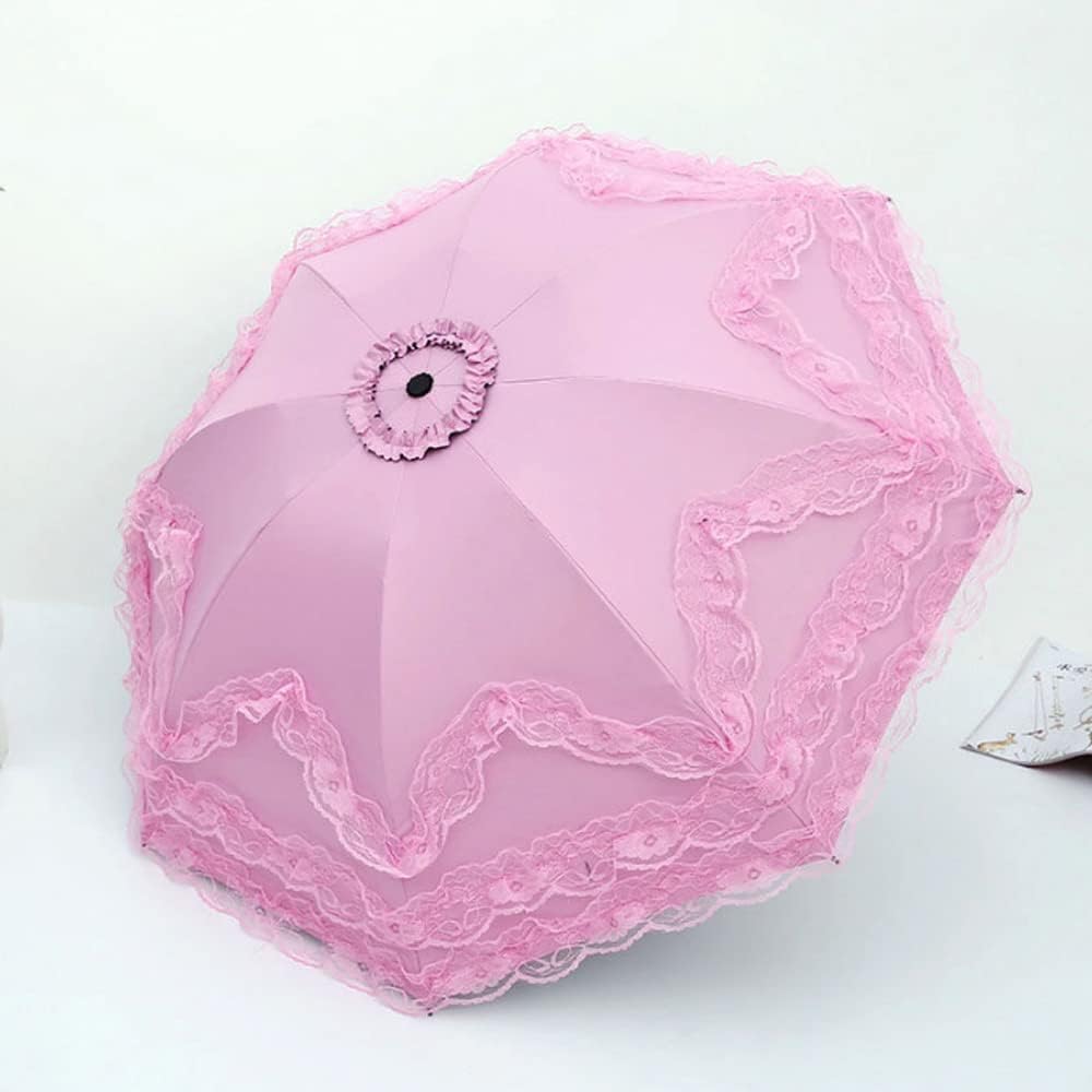 WANLIAN Prinzessin Spitze Vintage Spitze UV Sonnenschirm Faltbarer 3D Blume Stickerei Regenschirm 3