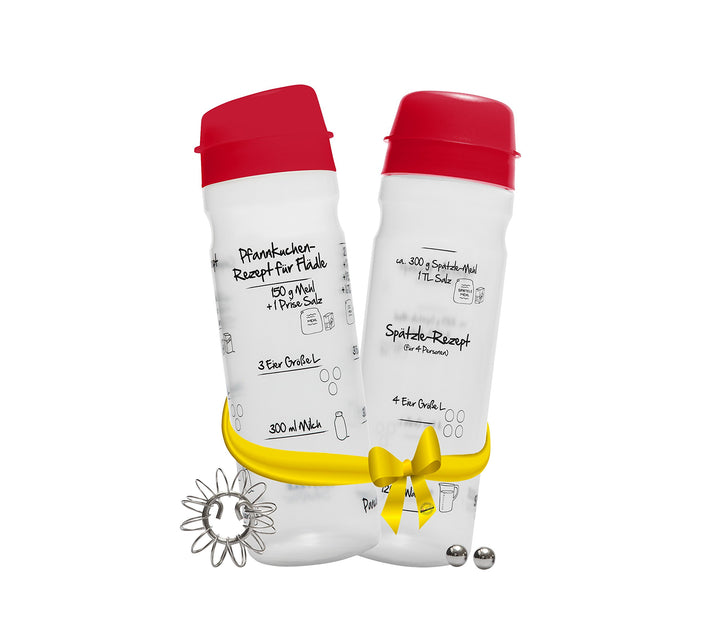Spätzle-Shaker Shaker-Set Duo (ROT) mit 875ml-Pfannkuchen-Shaker + 4-Portionen