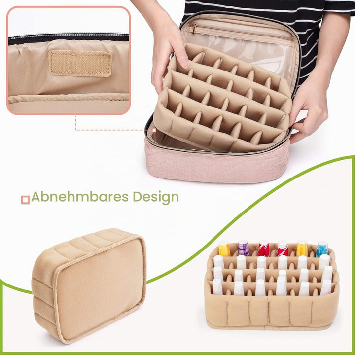 Yarwo Nagellack Tasche Organizer, Nagellack Aufbewahrungsbox für 24 Flaschen Nagellack (bis zu 15ml)