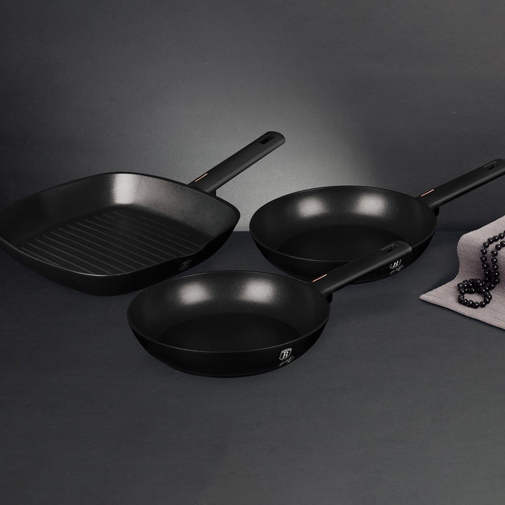 trends4cents Berlinger Haus BH/7096 Monaco Collection Bratpfannen Set 3 tlg. in schwarz Grillpfanne