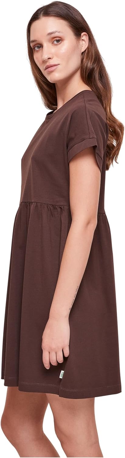 Urban Classics Damen Kleid Ladies Organic Empire Valance Tee Dress, Volantkleid für Frauen, Loose Fi
